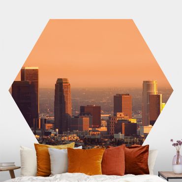Sześciokątna tapeta samoprzylepna - Skyline of Los Angeles