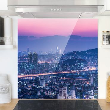 Panel szklany do kuchni - Skyline of Seoul
