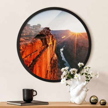 Okrągły obraz z ramką - Słońce w Wielkim Kanionie