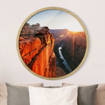 Okrągły obraz w ramie - Sun In Grand Canyon