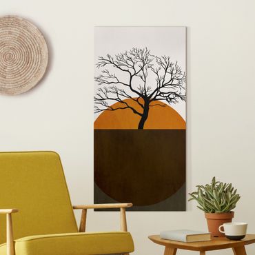 Obraz na płótnie - Słońce z drzewem