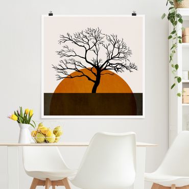 Plakat - Słońce z drzewem