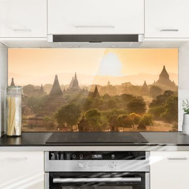 Panel szklany do kuchni - Zachód słońca nad Baganem