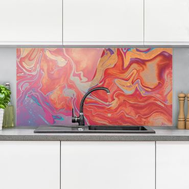 Panel szklany do kuchni - Gra w kolory Złoty ogień