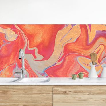 Panel ścienny do kuchni - Gra w kolory Złoty ogień