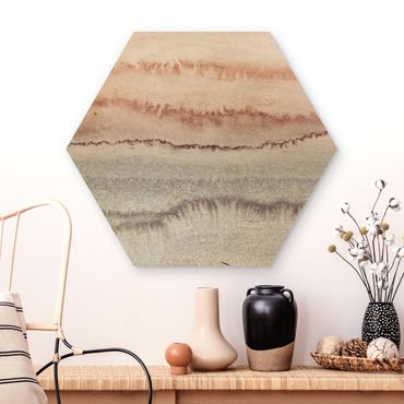 Obraz heksagonalny z drewna - Gra w kolory Dźwięk morza we mgle