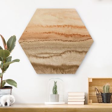Obraz heksagonalny z drewna - Gra kolorów Szum morza w sepii