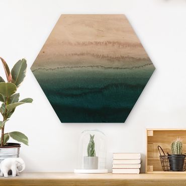 Obraz heksagonalny z drewna - Gra w kolory Dźwięk oceanu