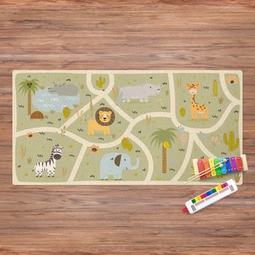 Korkowy dywan do zabawy - Safari - Wielka różnorodność zwierząt