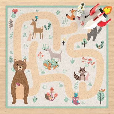 Korkowy dywan do zabawy - Zwierzęta leśne - Przyjaciele na leśnej ścieżce