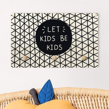 Dziecięcy wieszak ścienny - Saying Let Kids Be Kids with Grid Black