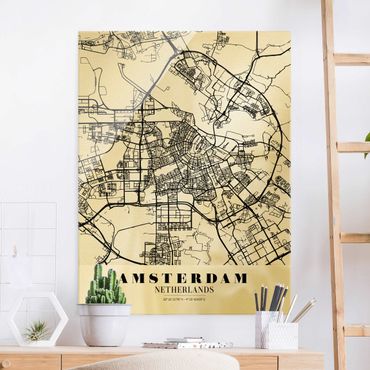 Obraz na szkle - Mapa miasta Amsterdam - Klasyczna
