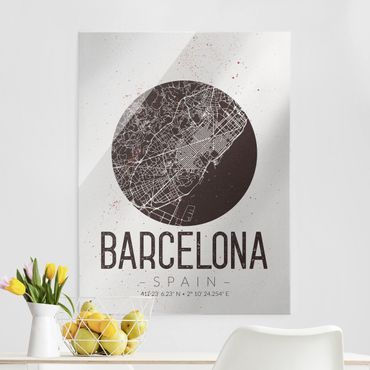 Obraz na szkle - Mapa miasta Barcelona - Retro