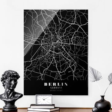 Obraz na szkle - Mapa miasta Berlin - Klasyczna czerń