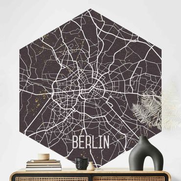 Sześciokątna tapeta samoprzylepna - Mapa miasta Berlin - Retro