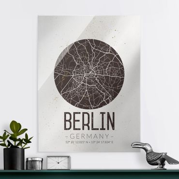 Obraz na szkle - Mapa miasta Berlin - Retro