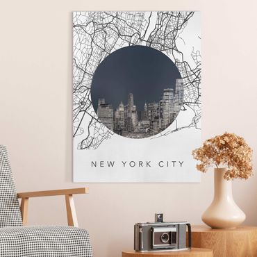 Obraz na płótnie - Kolaż z mapą miasta Nowy Jork