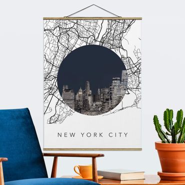 Plakat z wieszakiem - Kolaż z mapą miasta Nowy Jork