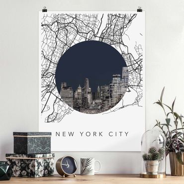Plakat - Kolaż z mapą miasta Nowy Jork