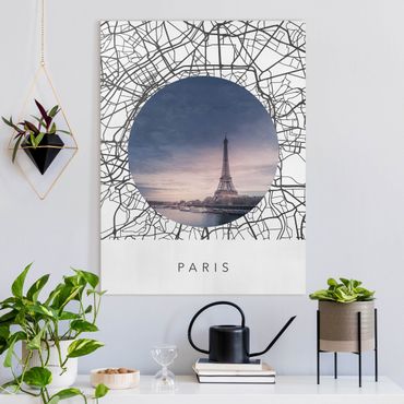 Obraz na płótnie - Kolaż z mapą miasta Paryż