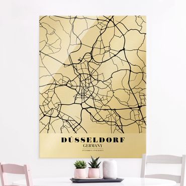 Obraz na szkle - Mapa miasta Düsseldorf - Klasyczna