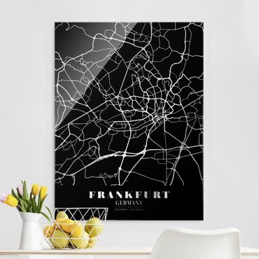 Obraz na szkle - Mapa miasta Frankfurt - Klasyczna czerń