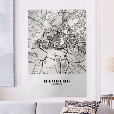 Obraz na szkle - Mapa miasta Hamburg - Klasyczna
