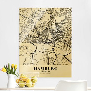 Obraz na szkle - Mapa miasta Hamburg - Klasyczna