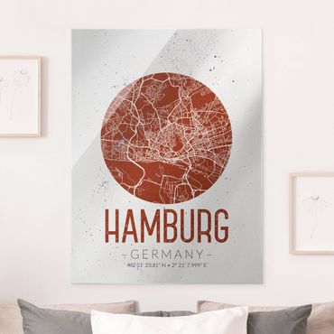 Obraz na szkle - Mapa miasta Hamburg - Retro