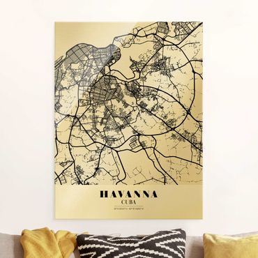 Obraz na szkle - Mapa miasta Hawana - Klasyczna