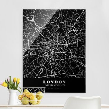 Obraz na szkle - Mapa miasta London - Klasyczna Black