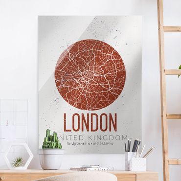 Obraz na szkle - Mapa miasta Londyn - Retro
