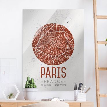 Obraz na szkle - Mapa miasta Paryż - Retro