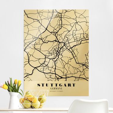 Obraz na szkle - Mapa miasta Stuttgart - Klasyczna