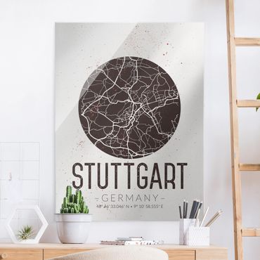 Obraz na szkle - Mapa miasta Stuttgart - Retro