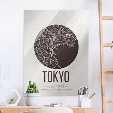 Obraz na szkle - Mapa miasta Tokio - Retro