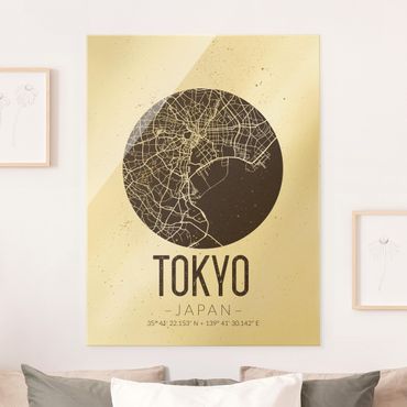 Obraz na szkle - Mapa miasta Tokio - Retro