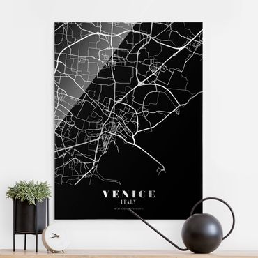 Obraz na szkle - Mapa miasta Venice - Klasyczna Black
