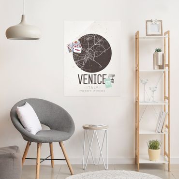 Obraz na szkle - Mapa miasta Wenecja - Retro