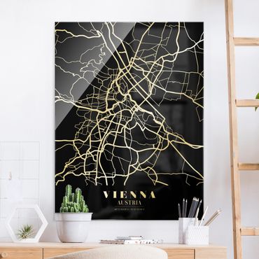 Obraz na szkle - Mapa miasta Vienna - Klasyczna Black