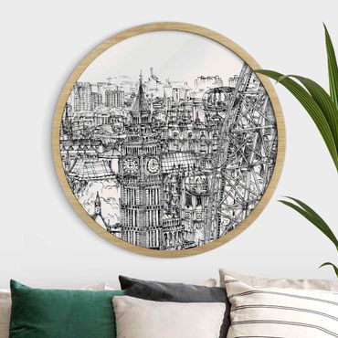 Okrągły obraz w ramie - City Study - London Eye
