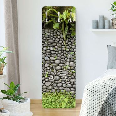 Wieszak ścienny - Kamienny mur z roślinami