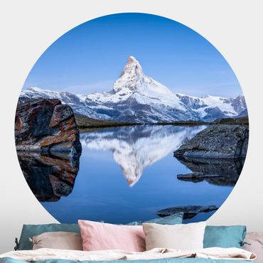 Okrągła tapeta samoprzylepna - Jezioro Stelli przed Matterhornem