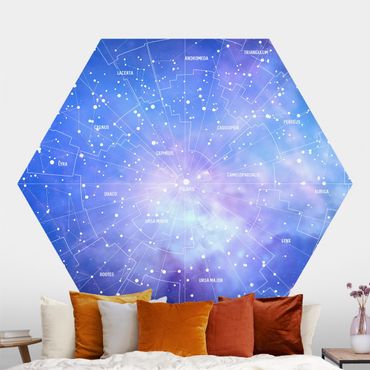 Sześciokątna tapeta samoprzylepna - Mapa nieba z obrazem gwiazd
