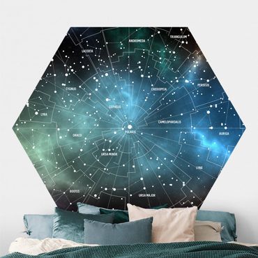 Sześciokątna tapeta samoprzylepna - Obrazy gwiazd Mapa mgławic galaktyk