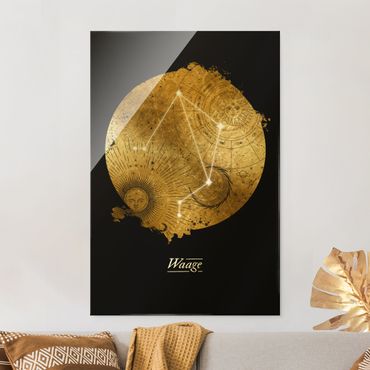 Obraz na szkle - Znak zodiaku Libra Szare złoto