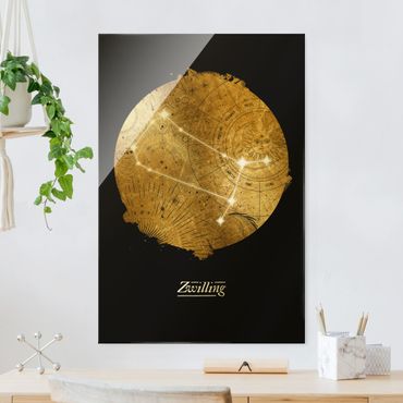Obraz na szkle - Znak zodiaku Gemini Szare złoto