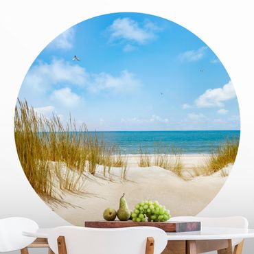 Okrągła tapeta samoprzylepna - Plaża nad Morzem Północnym