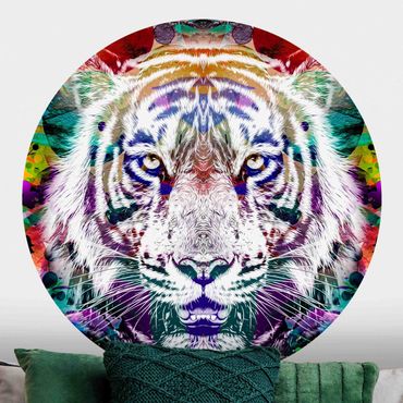 Okrągła tapeta samoprzylepna - Street Art Tiger