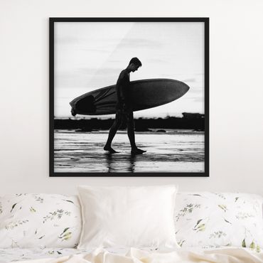 Obraz w ramie - Shadow Surfer Boy In Profile